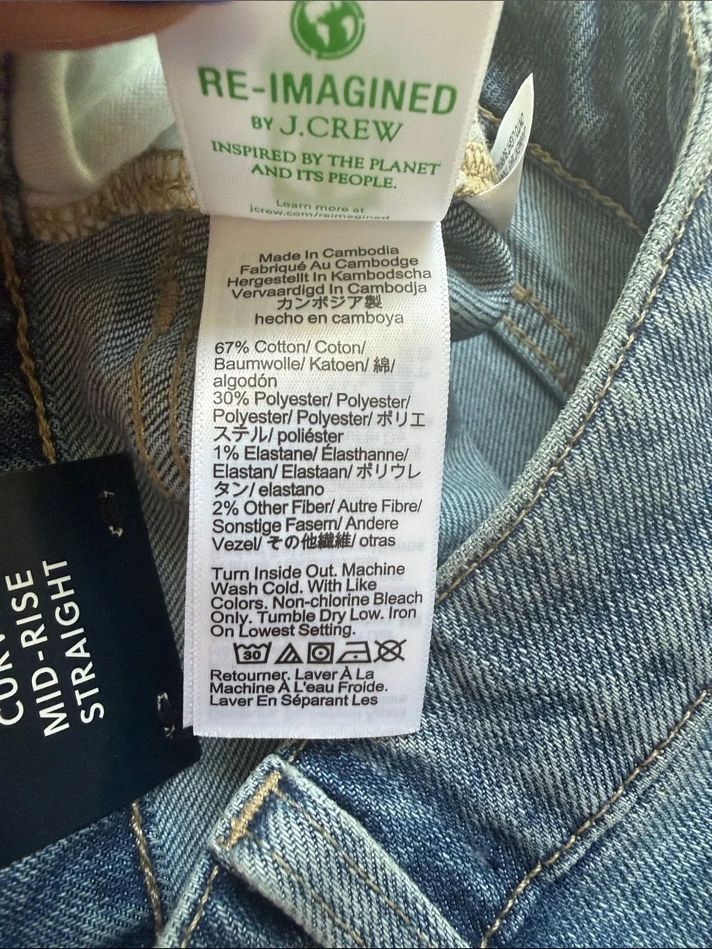 J. Crew Blue Curvy Mid-Rise Straight Jeans 25P NWT